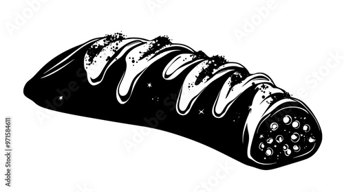 Single cannoli centered, resting on a smooth surface, no background elements, vector illustration art