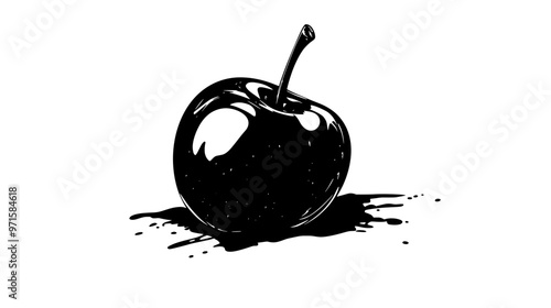 Single chocolate-covered fruit resting on a flat surface, vector illustration art