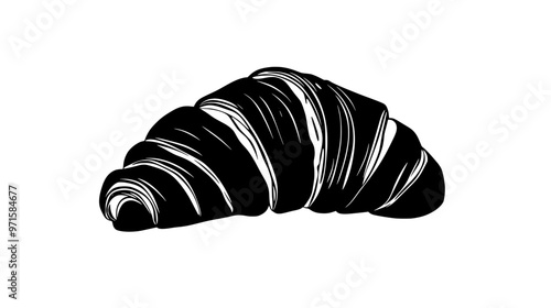 Single croissant with visible layers on a plain white background, vector illustration art