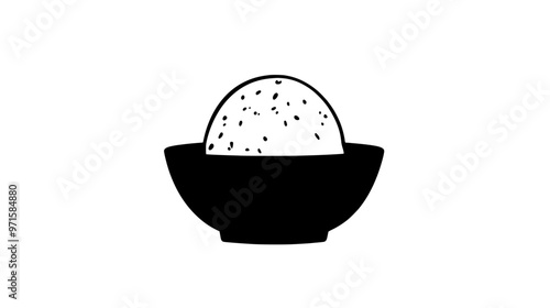Single gelato scoop in a small dish with no additional items visible, vector illustration art