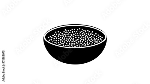 A small dish containing jimmies, with the sprinkles neatly arranged in a single layer, vector illustration art