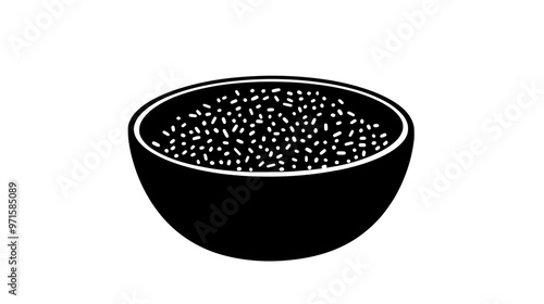 A small dish containing jimmies, with the sprinkles neatly arranged in a single layer, vector illustration art