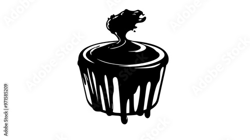 Smooth, rich blend of melted chocolate and cream, used for cake coverings or fillings, vector illustration art