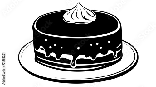 Sponge cake with a domed top on a clean surface, vector illustration art