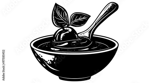 Sweetened fruit puree, reduced to a thick consistency, typically used in pastries, vector illustration art