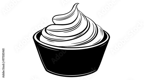 Sweet, creamy mixture of butter and sugar, used as a frosting or filling for cakes, vector illustration art
