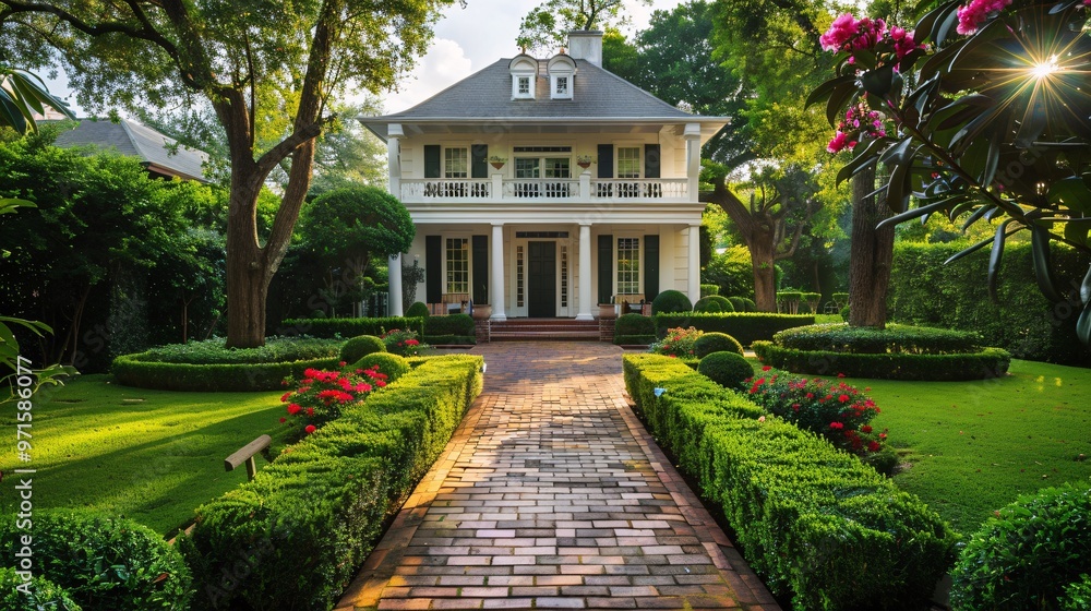 Beautiful Home With Lush Landscaping and Brick Walkway Beautiful Home With Lush Landscaping and Brick Walkway