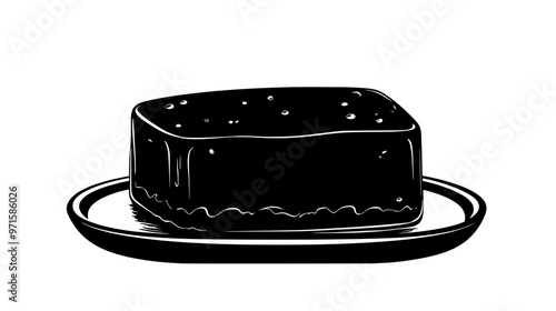 Whole sponge cake with smooth sides, resting on a serving tray, vector illustration art