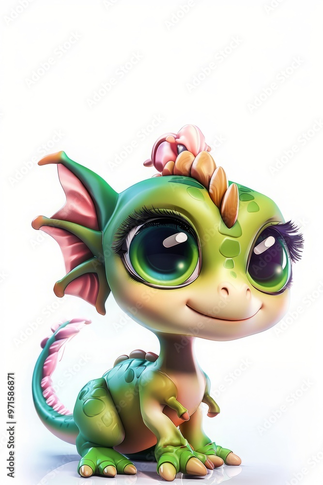 Adorable baby spinosaurus cartoon character on white background for nursery decor and kids' art Adorable baby spinosaurus cartoon character on white background for nursery decor and kids' art