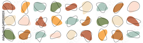 Organic blotch shape. Liquid shape elements. Fluid dynamical colored forms banner. Gradient abstract liquid shapes. Vector illustration.