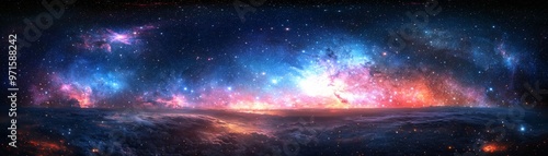 Wallpaper Mural Cosmic Landscape Nebulae and Clouds, Digital Painting, Starry Sky, Galaxy, Space, Nebula, Stars Torontodigital.ca