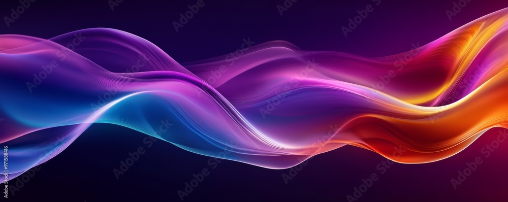 Fototapeta premium Abstract colorful waves flowing seamlessly on dark background