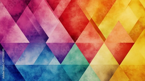 Colorful grunge geometric triangle pattern background image