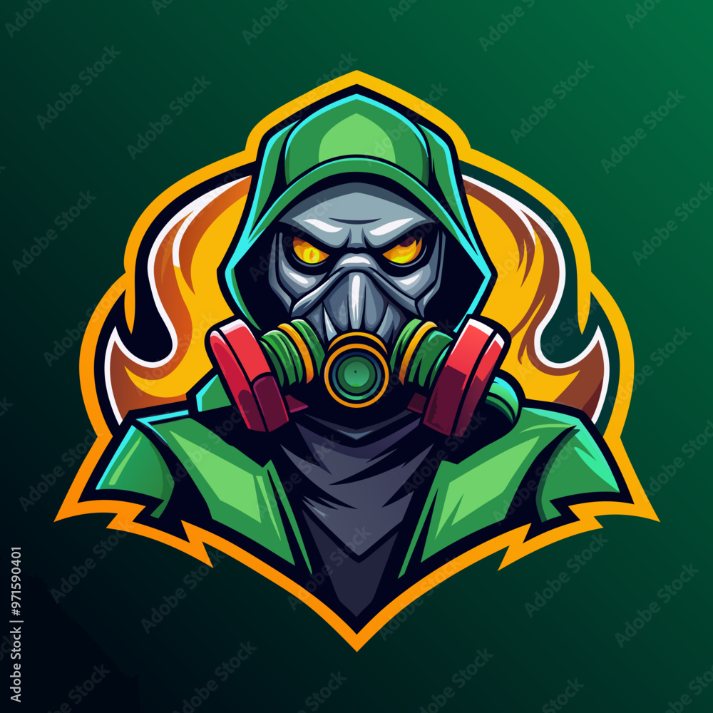Man in gas mask stalker mascot esport game logo illustration for sport game team Man in gas mask stalker mascot esport game logo illustration for sport game team
