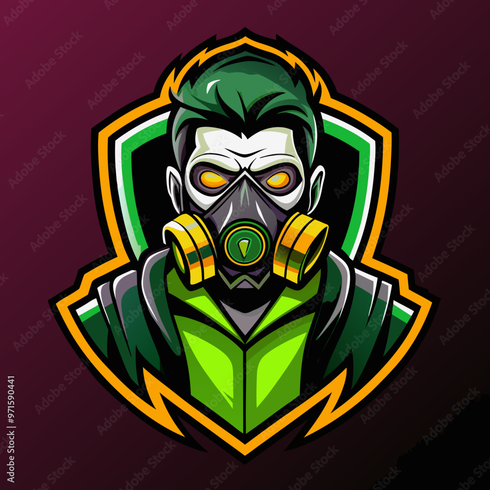 Man in gas mask stalker mascot esport game logo illustration for sport game team Man in gas mask stalker mascot esport game logo illustration for sport game team