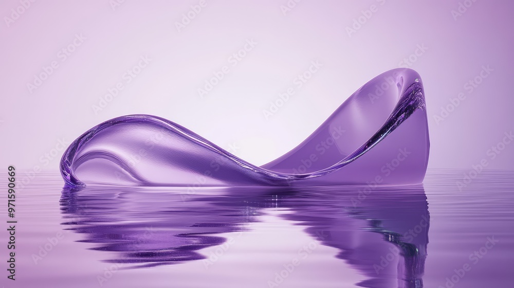 Minimalist Purple Abstract with Curvy Glass Ribbon Minimalist Purple Abstract with Curvy Glass Ribbon