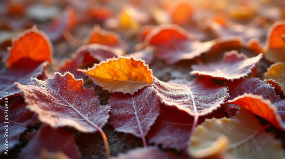 Frostige Herbstblätter in leuchtenden Farbtönen Frostige Herbstblätter in leuchtenden Farbtönen