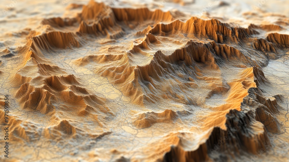 Obraz premium Topographic Height Map with Mountains.