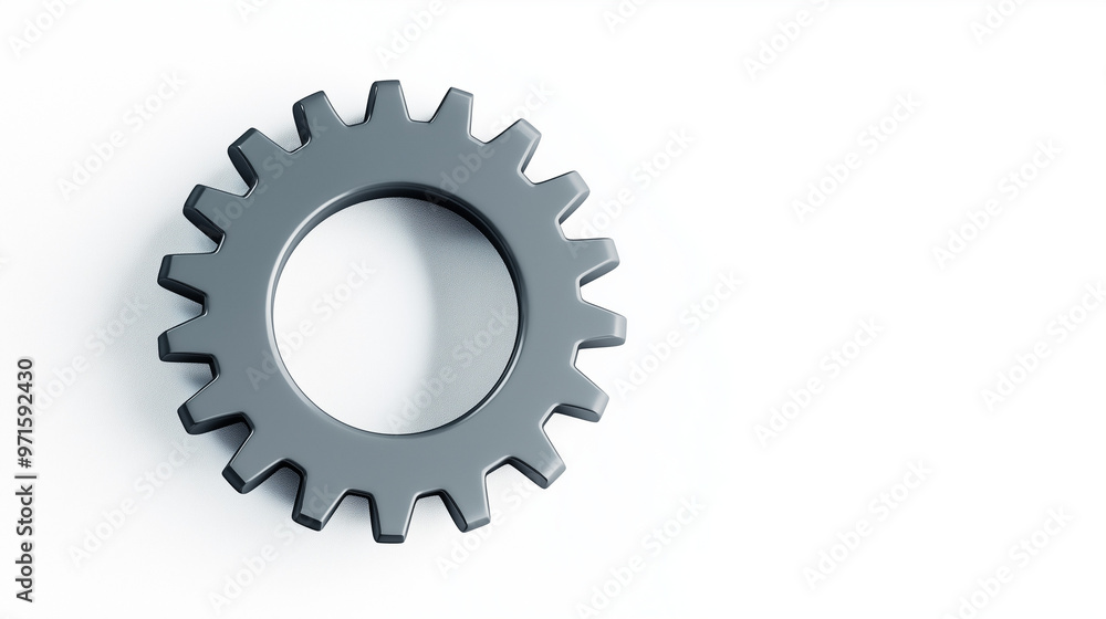 A silver gear on a white background A silver gear on a white background