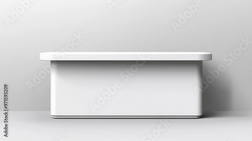 White Portable Exhibition Counter for Trade Shows and Events, Modern Display Stand with Clean Design. AI generated illustration.