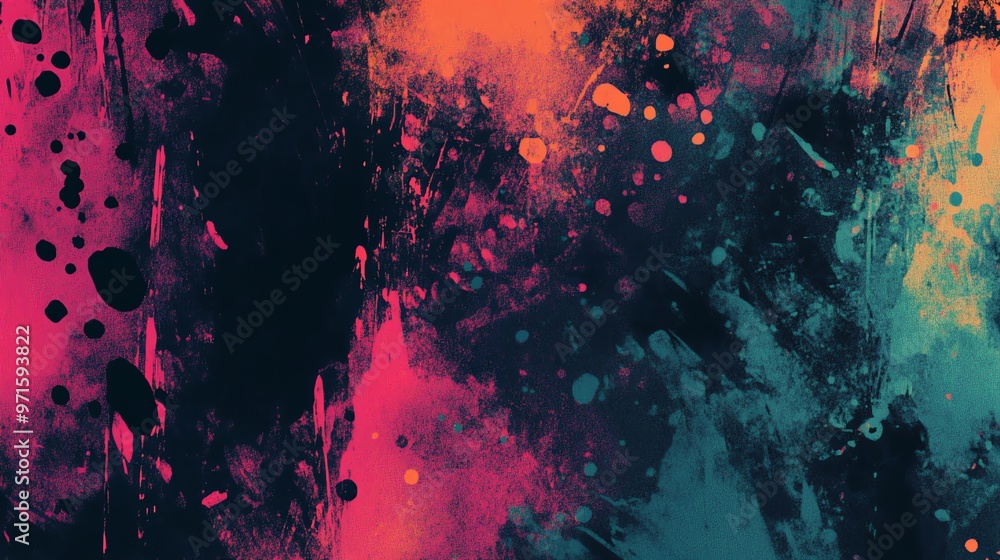 Abstract grunge background with colorful paint splatters and brushstrokes. Abstract grunge background with colorful paint splatters and brushstrokes.