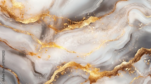 Abstract marble background with golden veins.