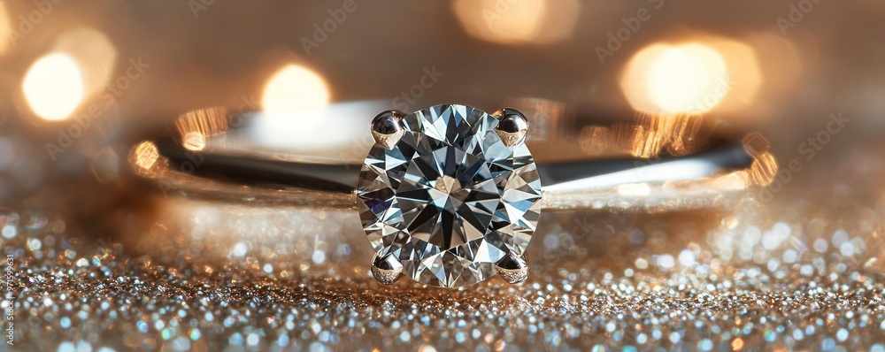 Diamond Ring on a Glittery Background, sparkling , precious , jewelry Diamond Ring on a Glittery Background, sparkling , precious , jewelry