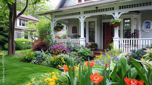 Beautiful Victorian Home with Lush Flower Garden