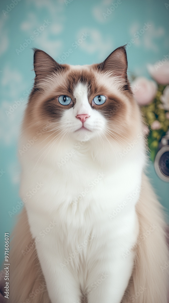Fototapeta premium cat with blue eyes sitting
