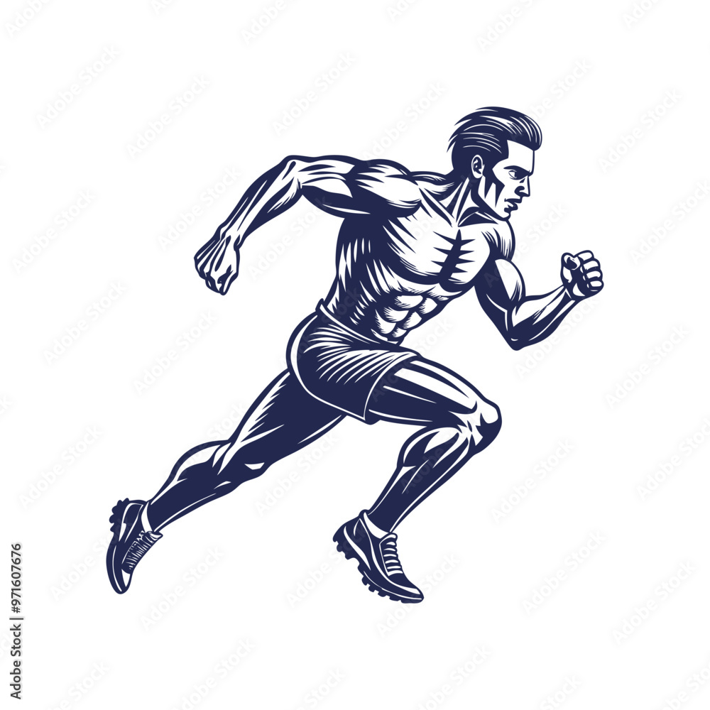 Naklejka premium Running man silhouette Clipart isolated vector illustration