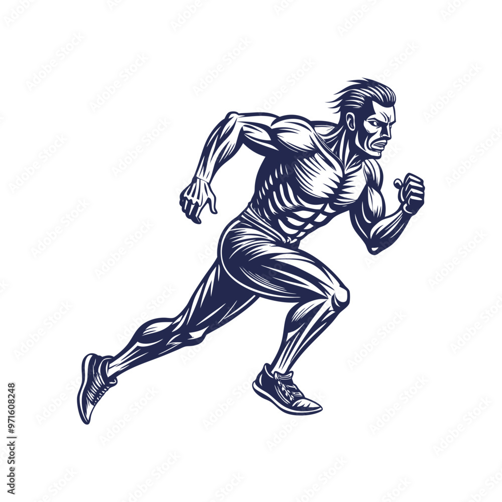 Fototapeta premium Running man silhouette Clipart isolated vector illustration