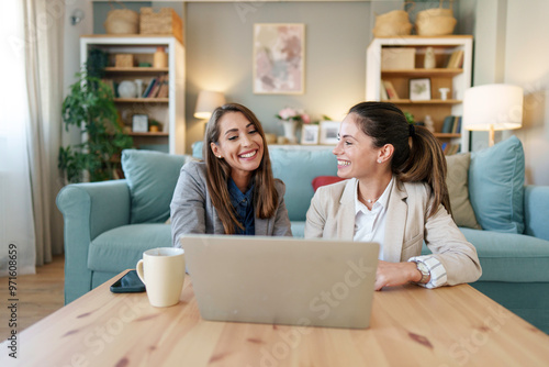 Entrepreneurial Caucasian Women Managing Business from Home