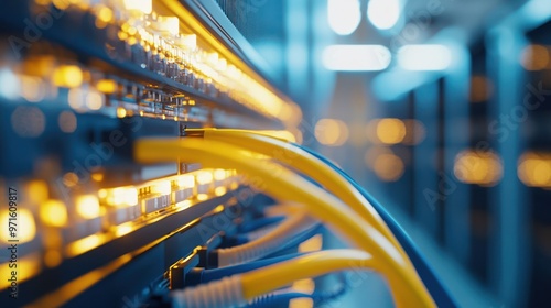 Network Cables Connected to Server in a Data Center