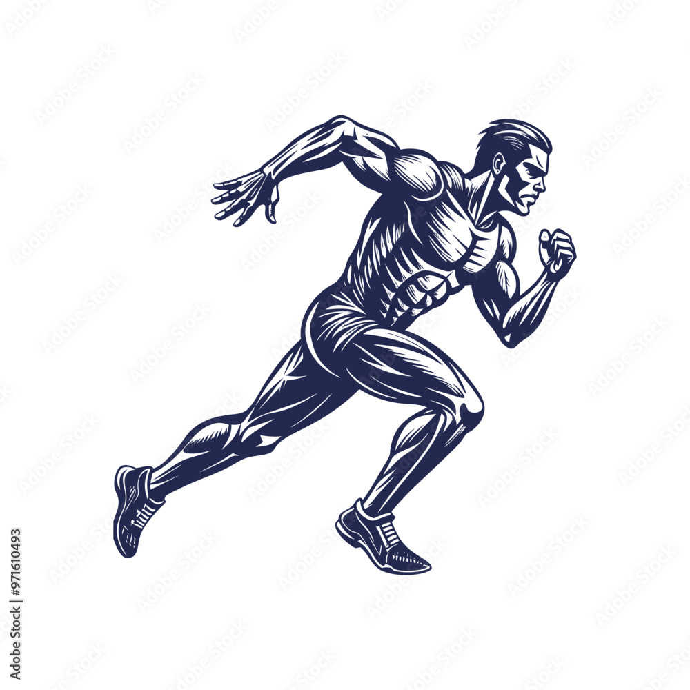 Fototapeta premium Running man silhouette Clipart isolated vector illustration