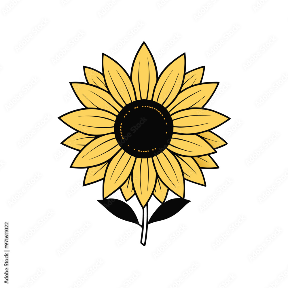 Fototapeta premium a sunflower silhouette vector art illustration, isolated white background