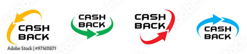 Cashback icon set. Cashback loyalty program. Money refund label. Return money service for partner program. Vector illustration.