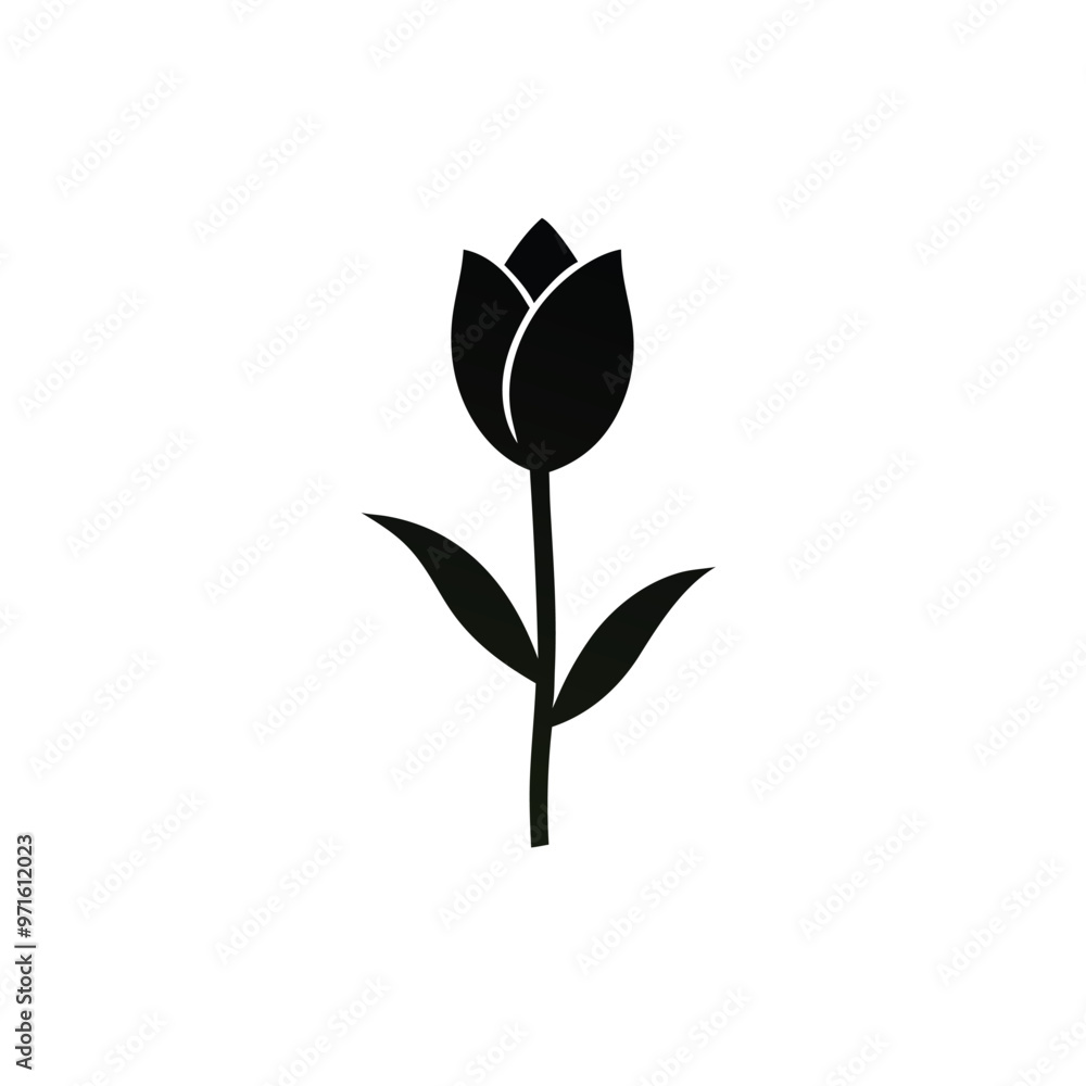 Obraz premium a tulip flower silhouette vector art illustration, isolated white background, 