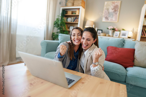 Joyful Caucasian Businesswomen Working from Home