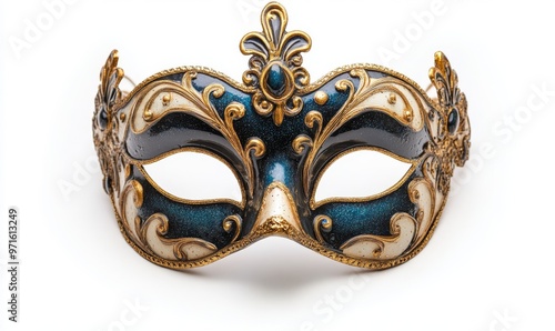 Elegant Decorative Mask With Intricate Designs Displayed on a White Background