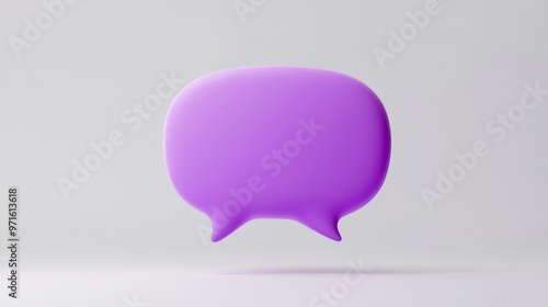 Purple speech bubble floating over white background