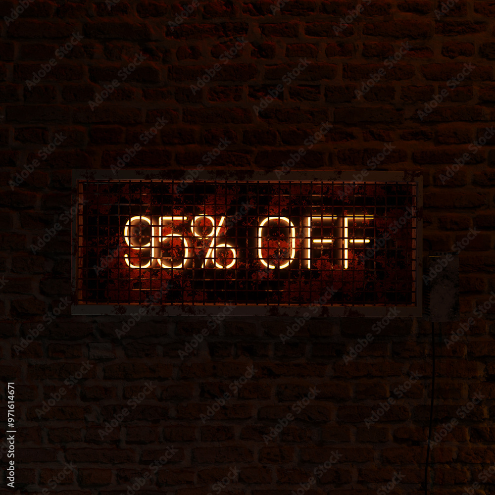 Fototapeta premium 95 Percent Off Neon Light With Brick Wall Bacground