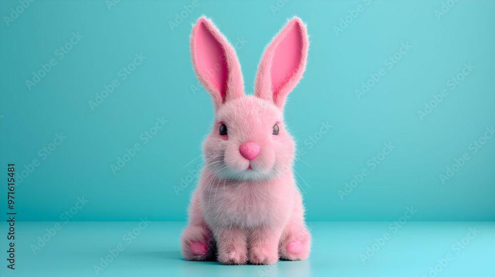 Obraz premium White Rabbit Ear Pastel Blue Background. Easter