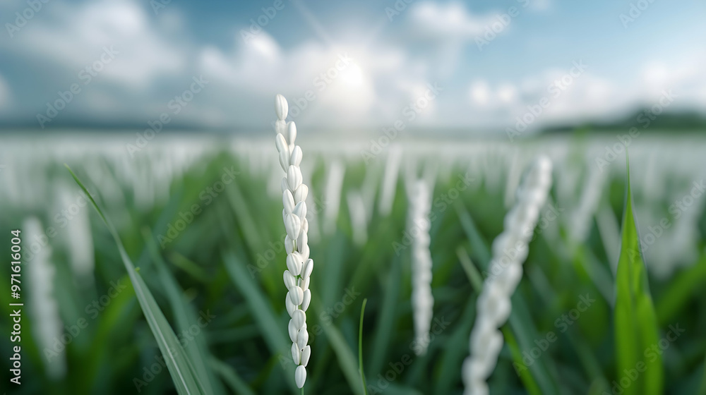 White Rice With Sunset Time Background. White Rice With Sunset Time Background.