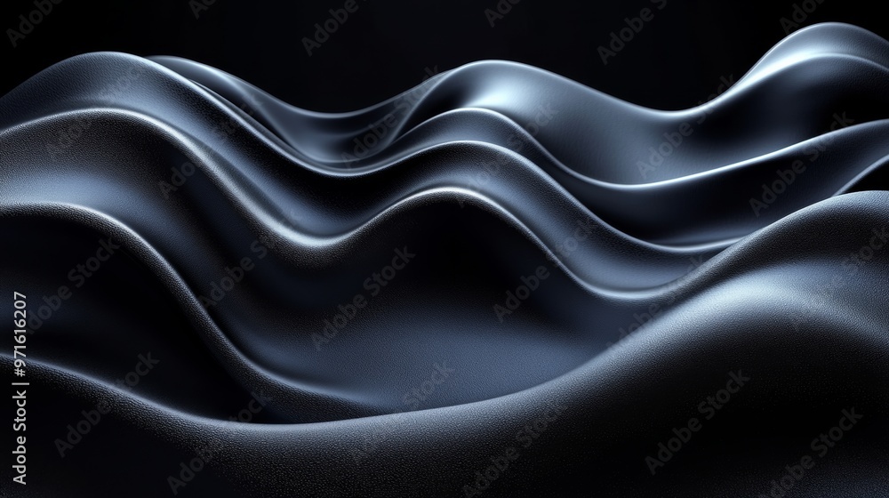 Dark metallic waves flowing on black background Dark metallic waves flowing on black background