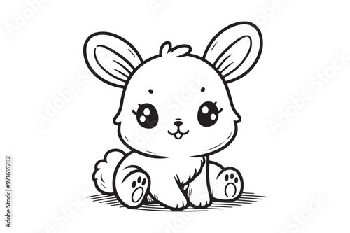 Cute baby bunny outline image