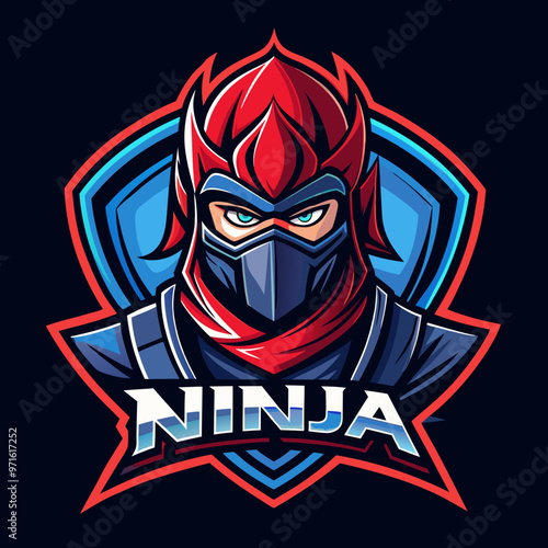 Japanese warrior ninja samurai mascot for sports and esports vector logo