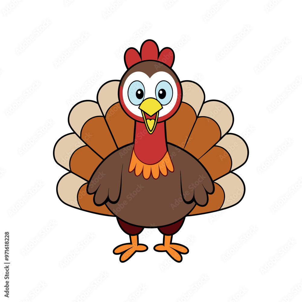 Naklejka premium Cartoon cute Turkey Clipart isolated vector illustration