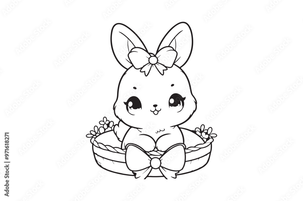 Fototapeta premium Cute baby bunny outline image 46.eps