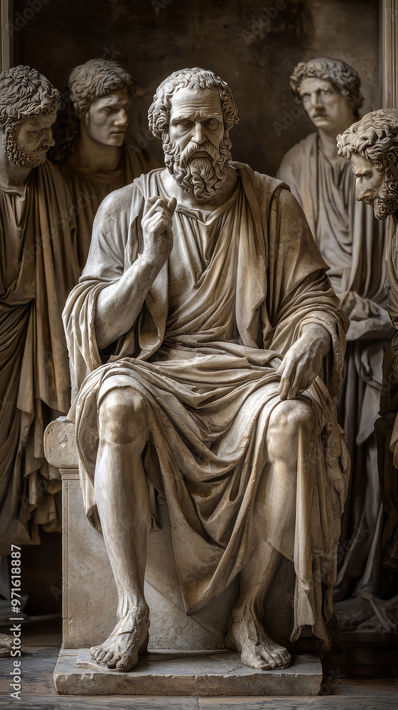 Socrates surrounded by his disciples in ancient Athens, conveying wisdom and contemplation Socrates surrounded by his disciples in ancient Athens, conveying wisdom and contemplation