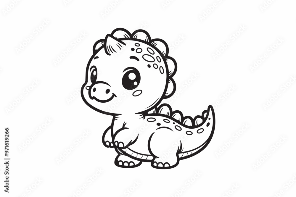 Obraz premium Cute baby dinosaur outline image 2.eps